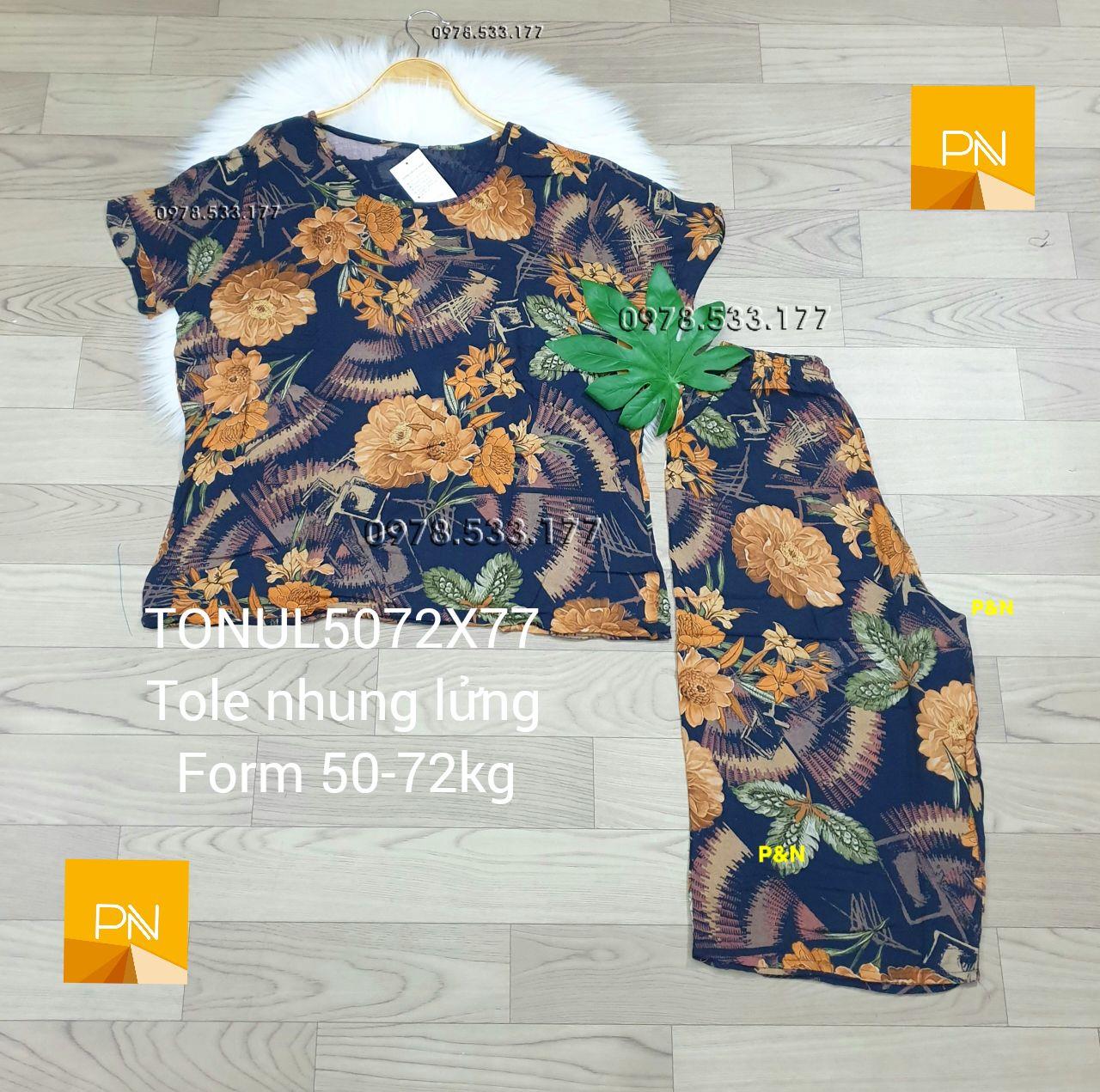 [50-77kg] Đồ bộ trung niên tole nhung lửng cao cấp - TONUL5072X77