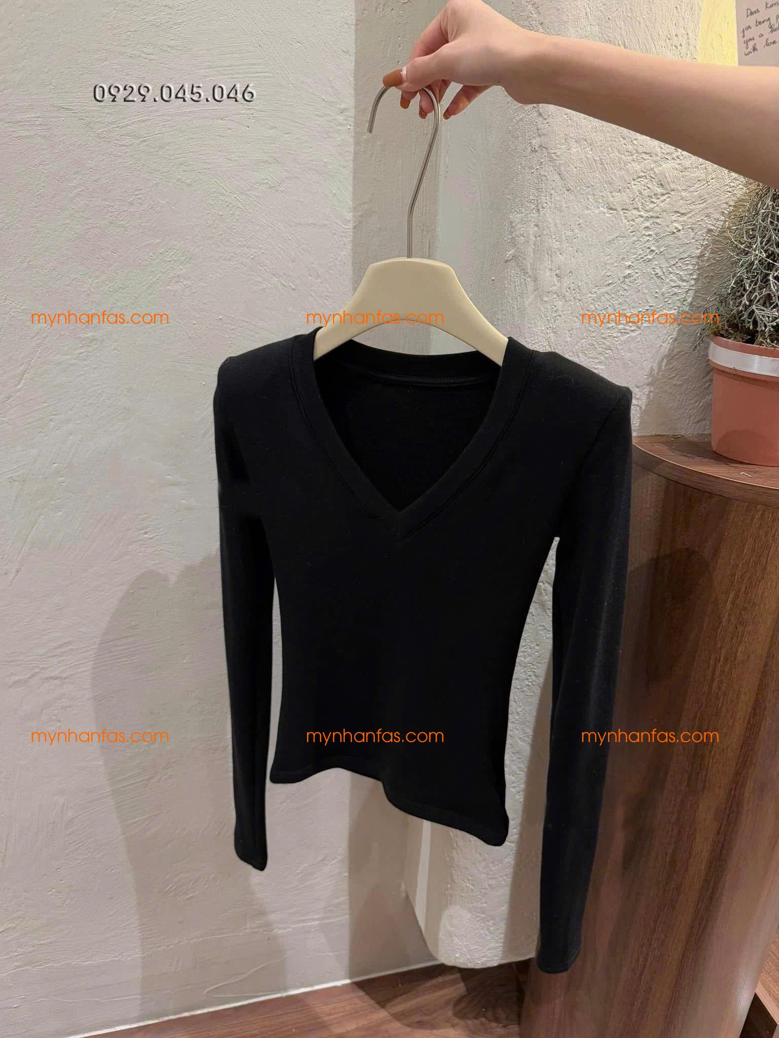 Áo thun nữ kiểu zip cổ V đệm vai hàng QC cao cấp - 97THU754
