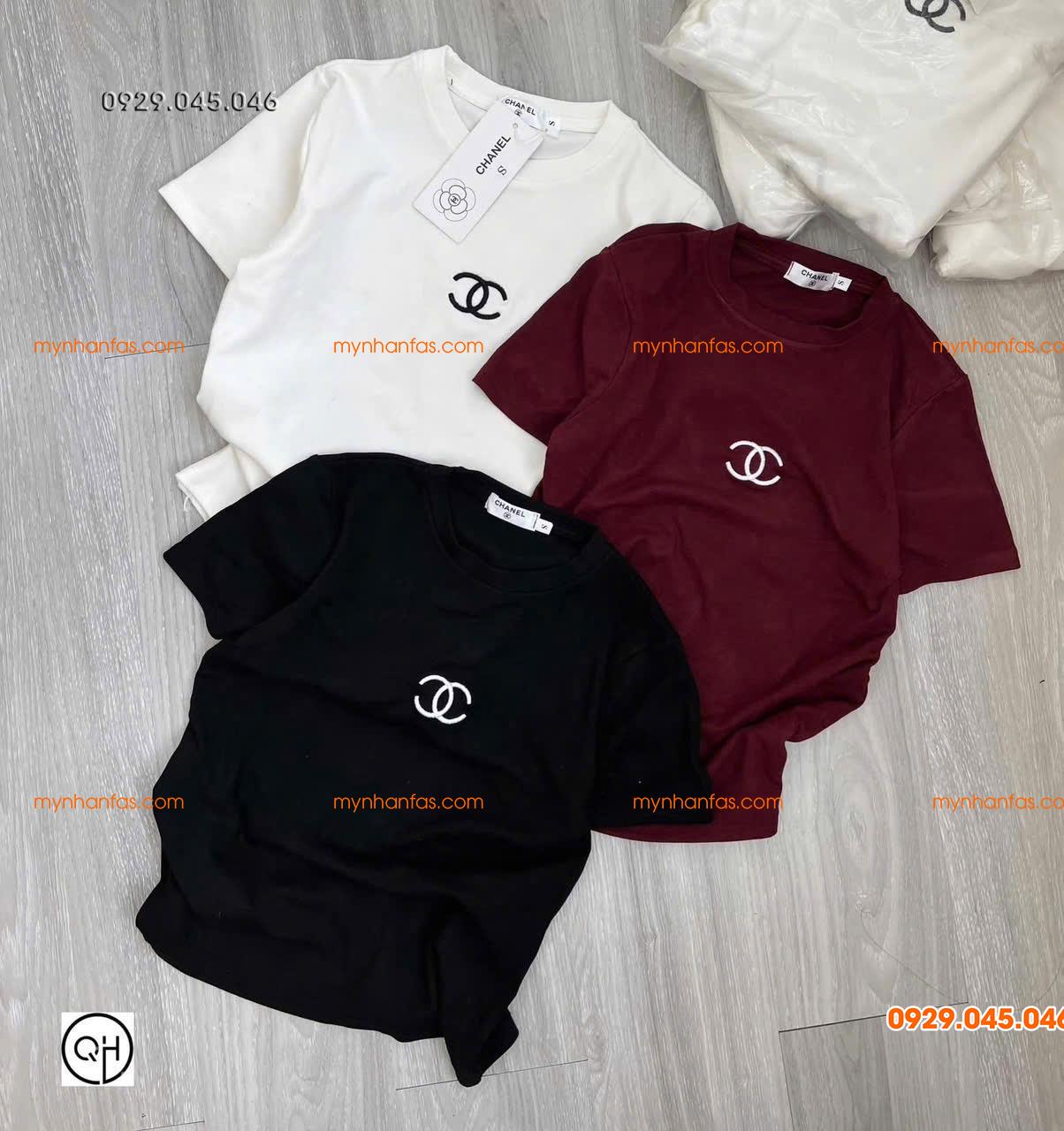 Áo thun zip thêu Chanel hàng qc cao cấp - 56THU753