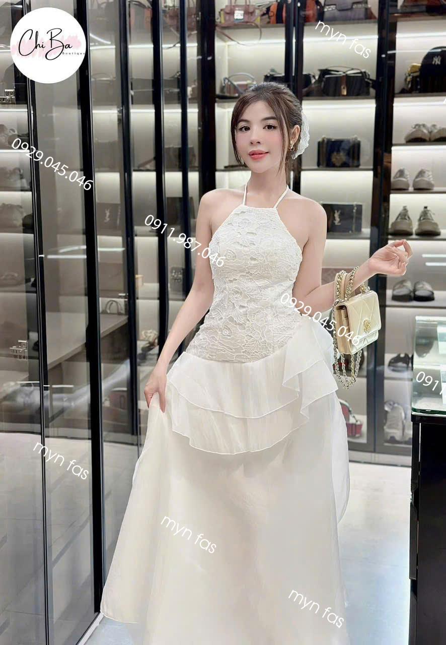 Đầm ren phối tơ có lót xòe to có mút ngực dày dặn chuẩn hình cao cấp - THU1750T5