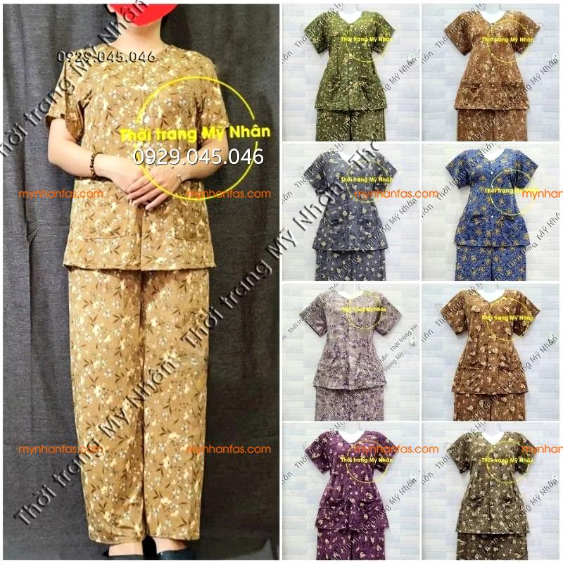 40-75kg) Đồ bộ bà ba cho bà ngoại nội mẹ lớn tuổi tay ngắn quần dài cài nút