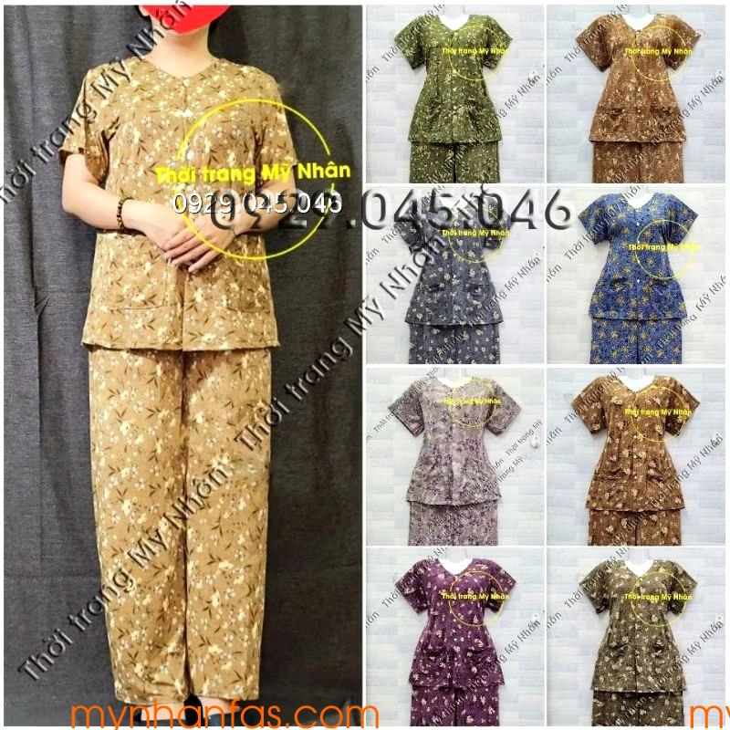 40-75kg) Đồ bộ bà ba cho bà ngoại nội mẹ lớn tuổi tay ngắn quần dài cài nút 40-75kg) Đồ bộ bà ba cho bà ngoại nội mẹ lớn tuổi tay ngắn quần dài cài nút