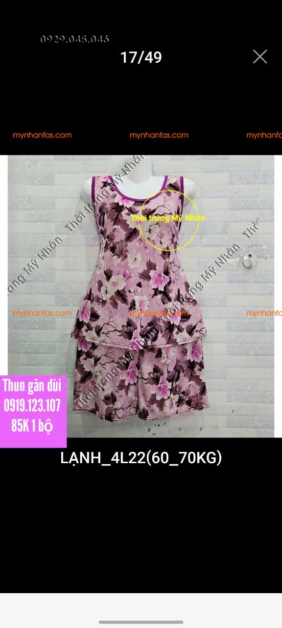 Đồ bộ nữ mặc nhà thun gân quần đùi - MYN752