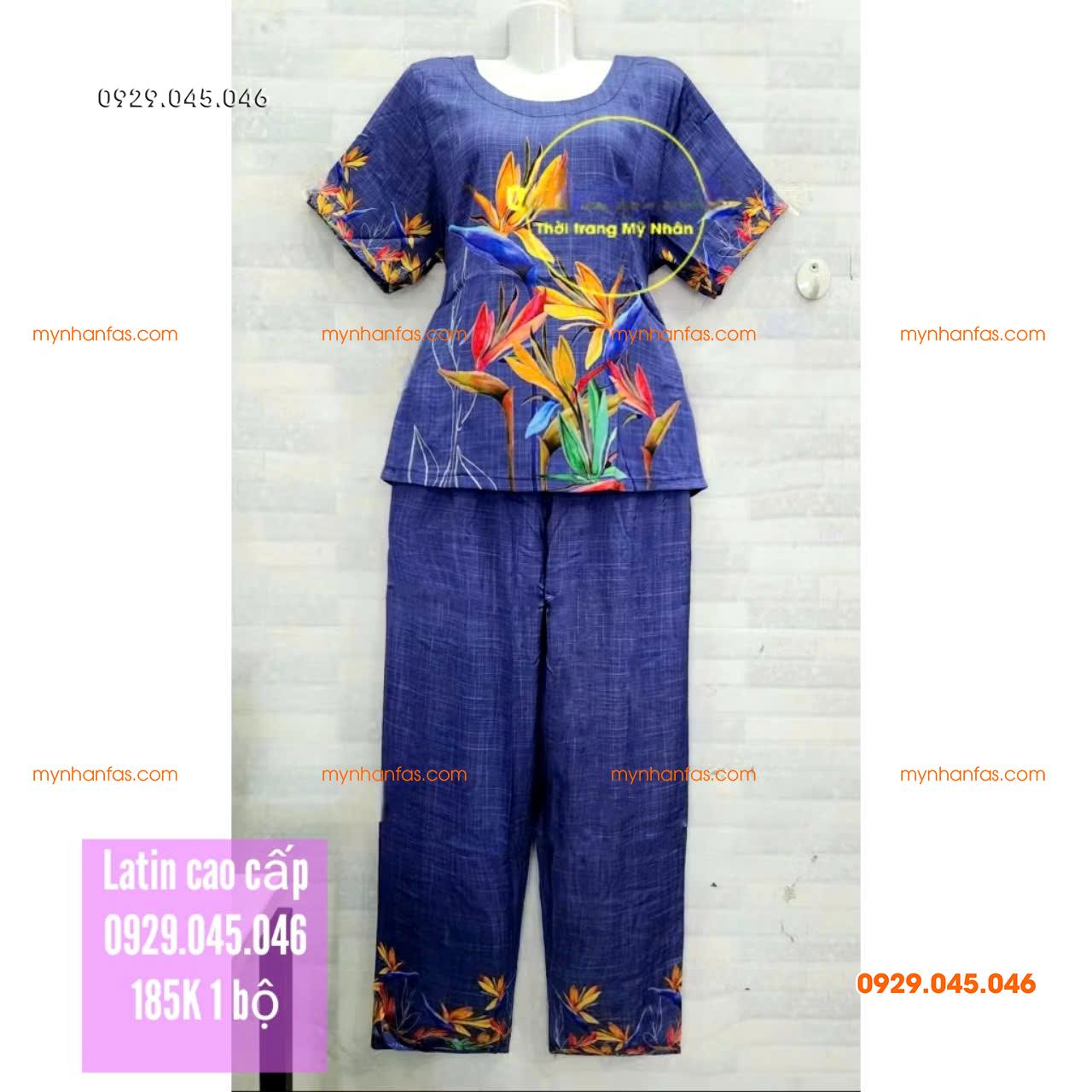 [50-70kg] Đồ bộ nữ trung niên chất Latin cao cấp quần dài - PN741