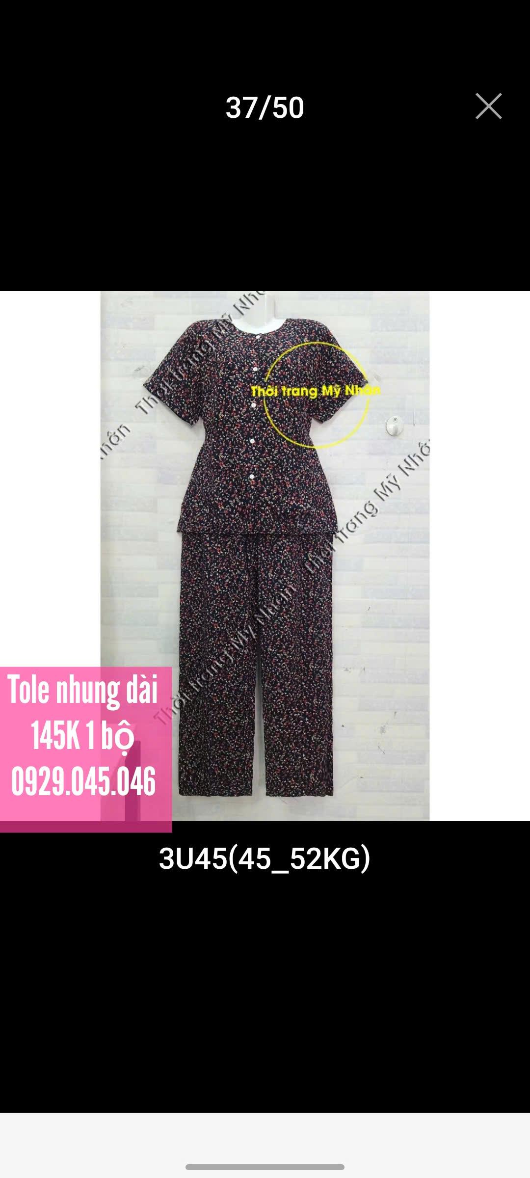 [40-50kg] Đồ bộ trung niên bà già người lớn vải tole nhung cao cấp