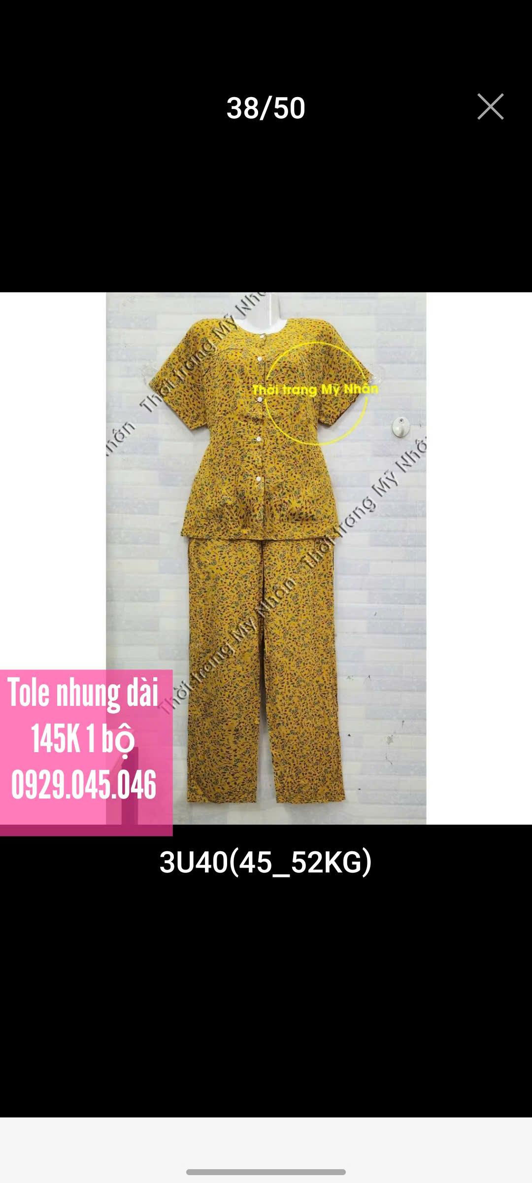 [40-50kg] Đồ bộ trung niên bà già người lớn vải tole nhung cao cấp