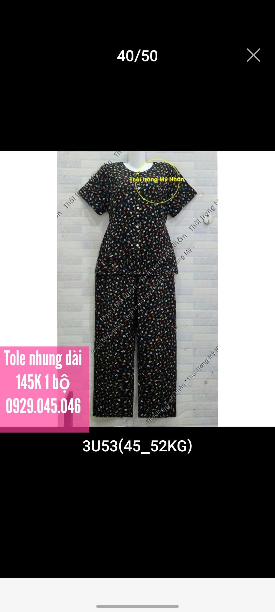 [40-50kg] Đồ bộ trung niên bà già người lớn vải tole nhung cao cấp