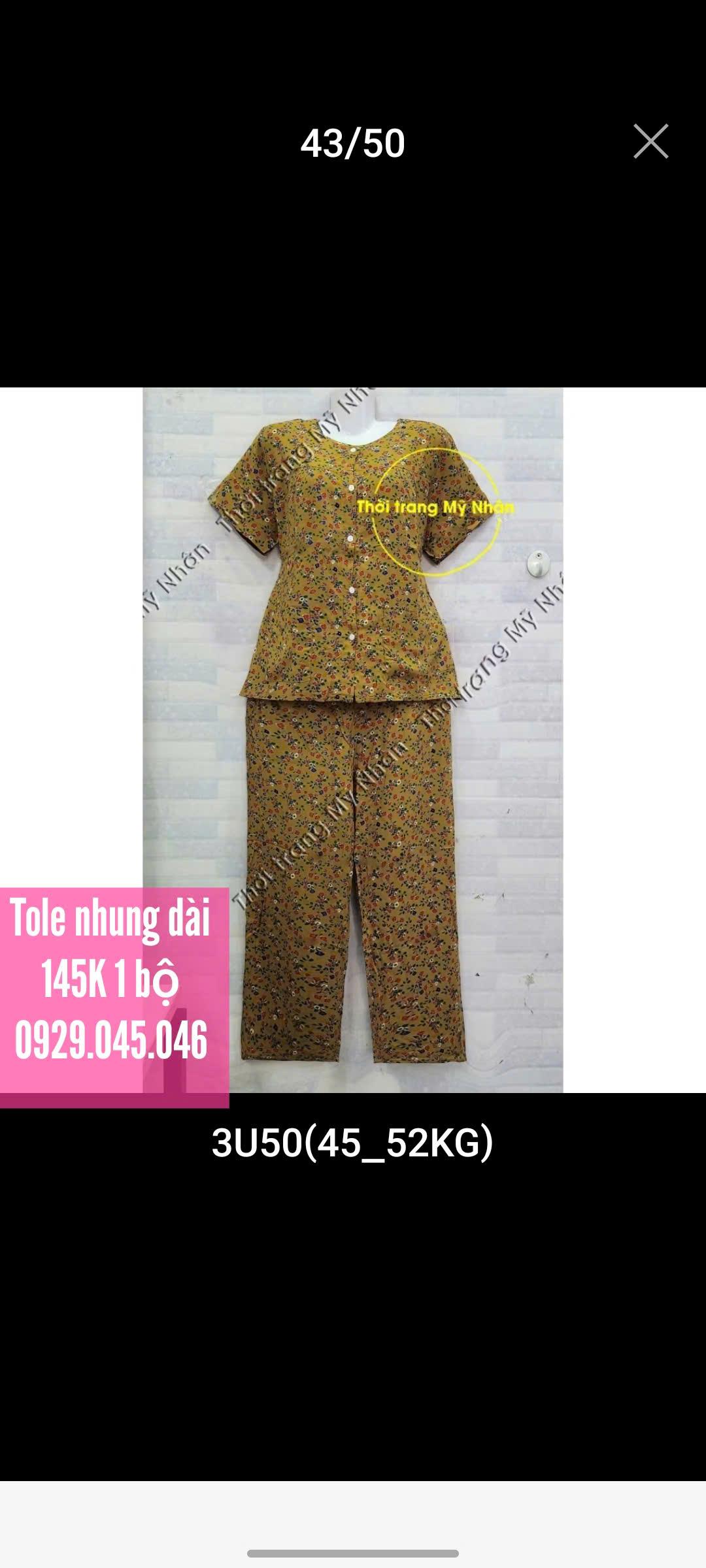 [40-50kg] Đồ bộ trung niên bà già người lớn vải tole nhung cao cấp
