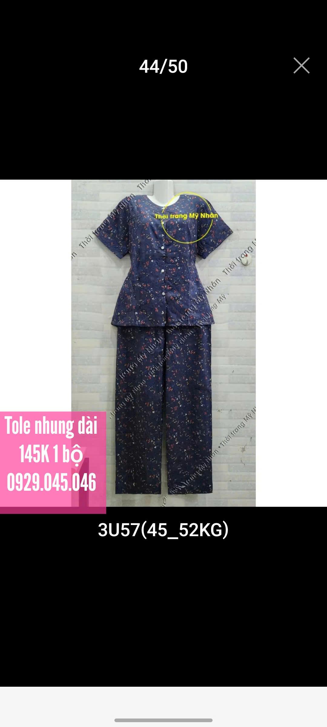 [40-50kg] Đồ bộ trung niên bà già người lớn vải tole nhung cao cấp