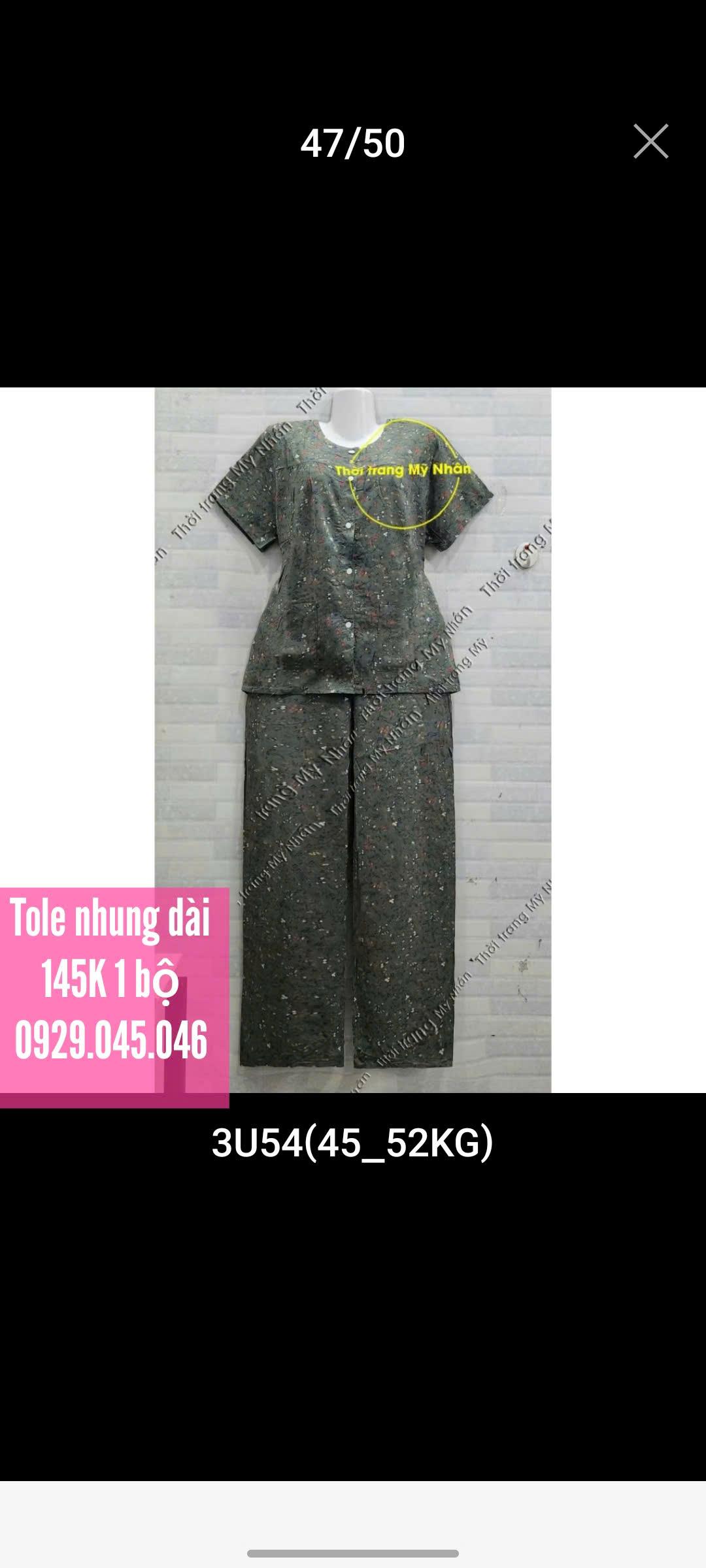 [40-50kg] Đồ bộ trung niên bà già người lớn vải tole nhung cao cấp
