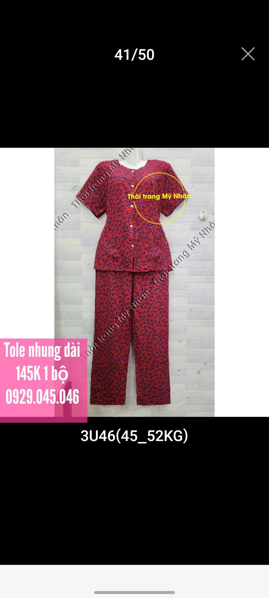 [40-50kg] Đồ bộ trung niên bà già người lớn vải tole nhung cao cấp