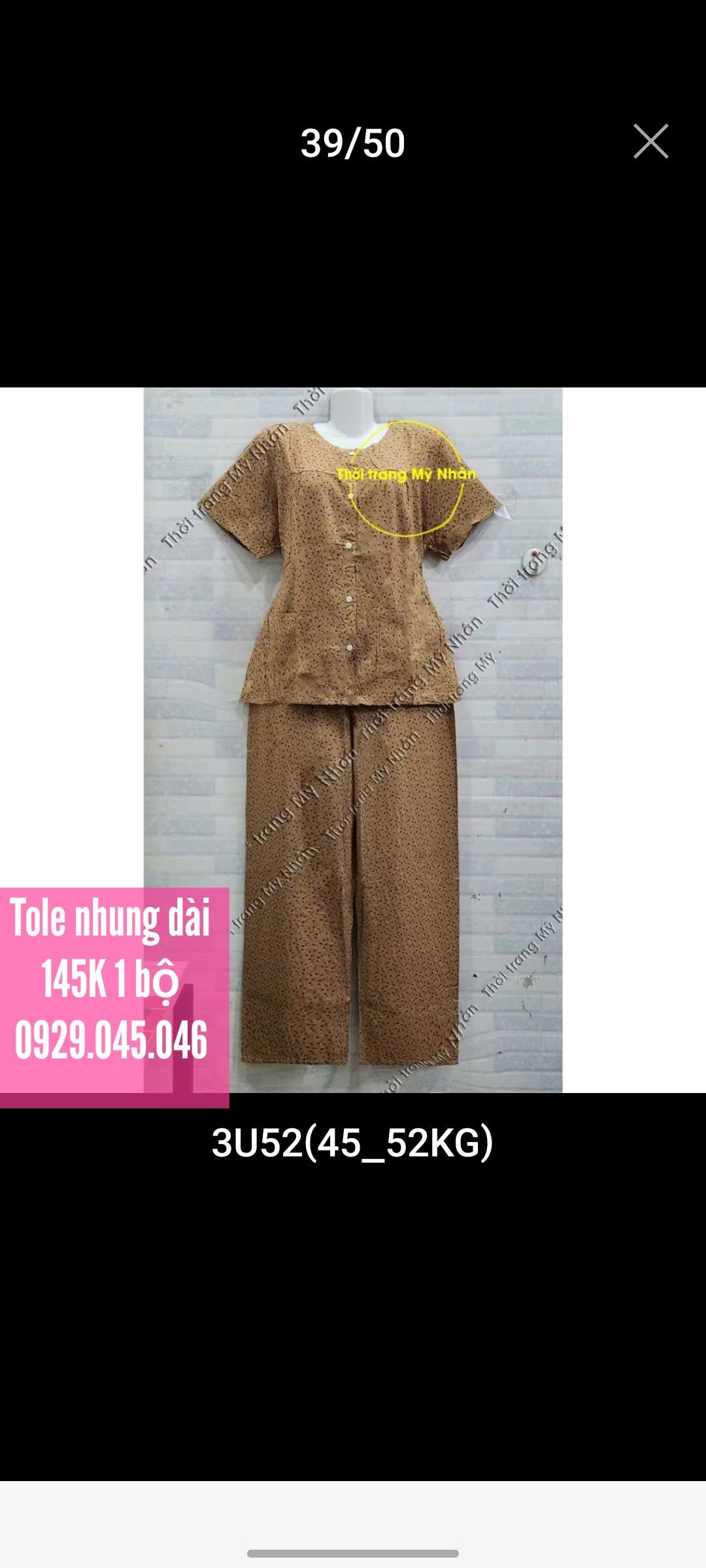 [40-50kg] Đồ bộ trung niên bà già người lớn vải tole nhung cao cấp