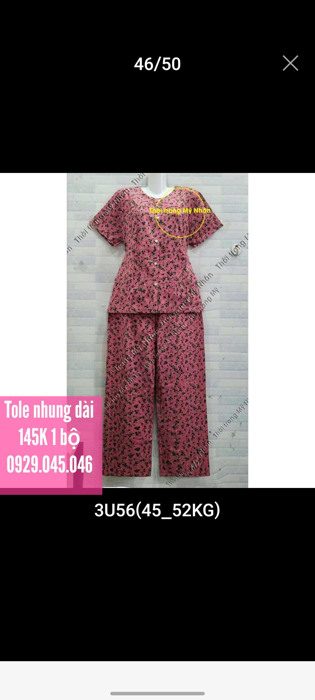 [40-50kg] Đồ bộ trung niên bà già người lớn vải tole nhung cao cấp