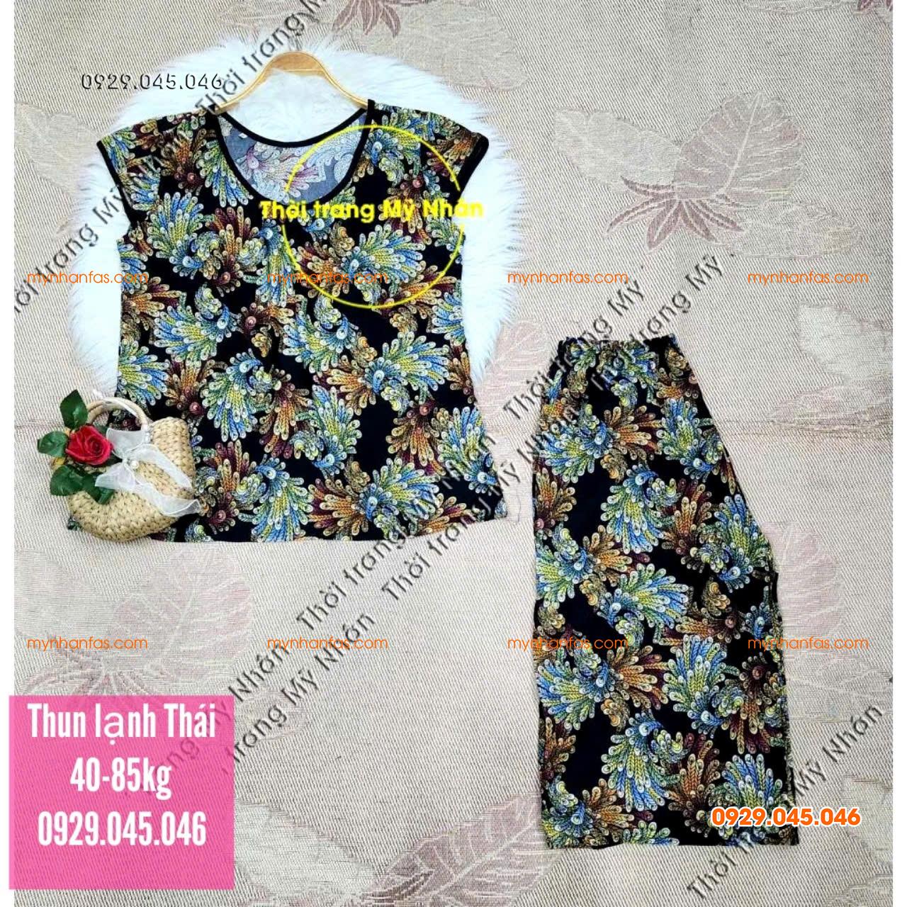 [40-95kg] Đồ bộ lửng trung niên nữ chất vải thun lạnh Thái loại 1 đẹp cao cấp - PN743