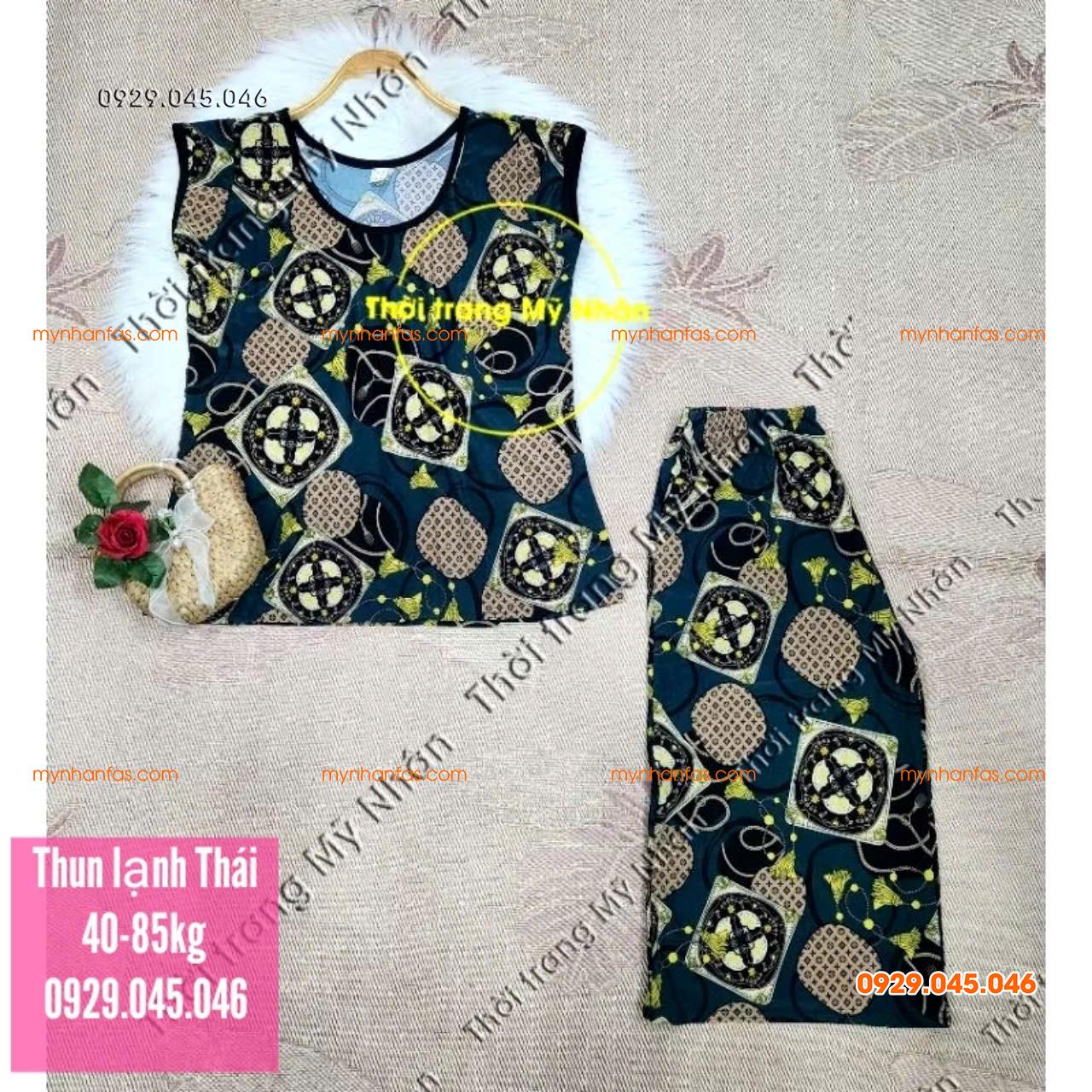 [40-95kg] Đồ bộ lửng trung niên nữ chất vải thun lạnh Thái loại 1 đẹp cao cấp - PN743