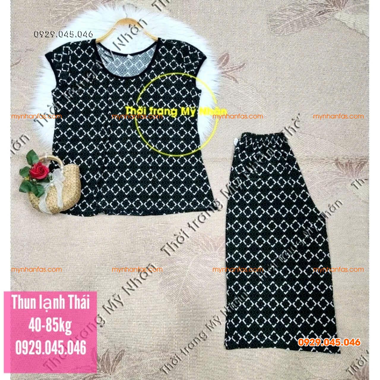 [40-95kg] Đồ bộ lửng trung niên nữ chất vải thun lạnh Thái loại 1 đẹp cao cấp - PN743
