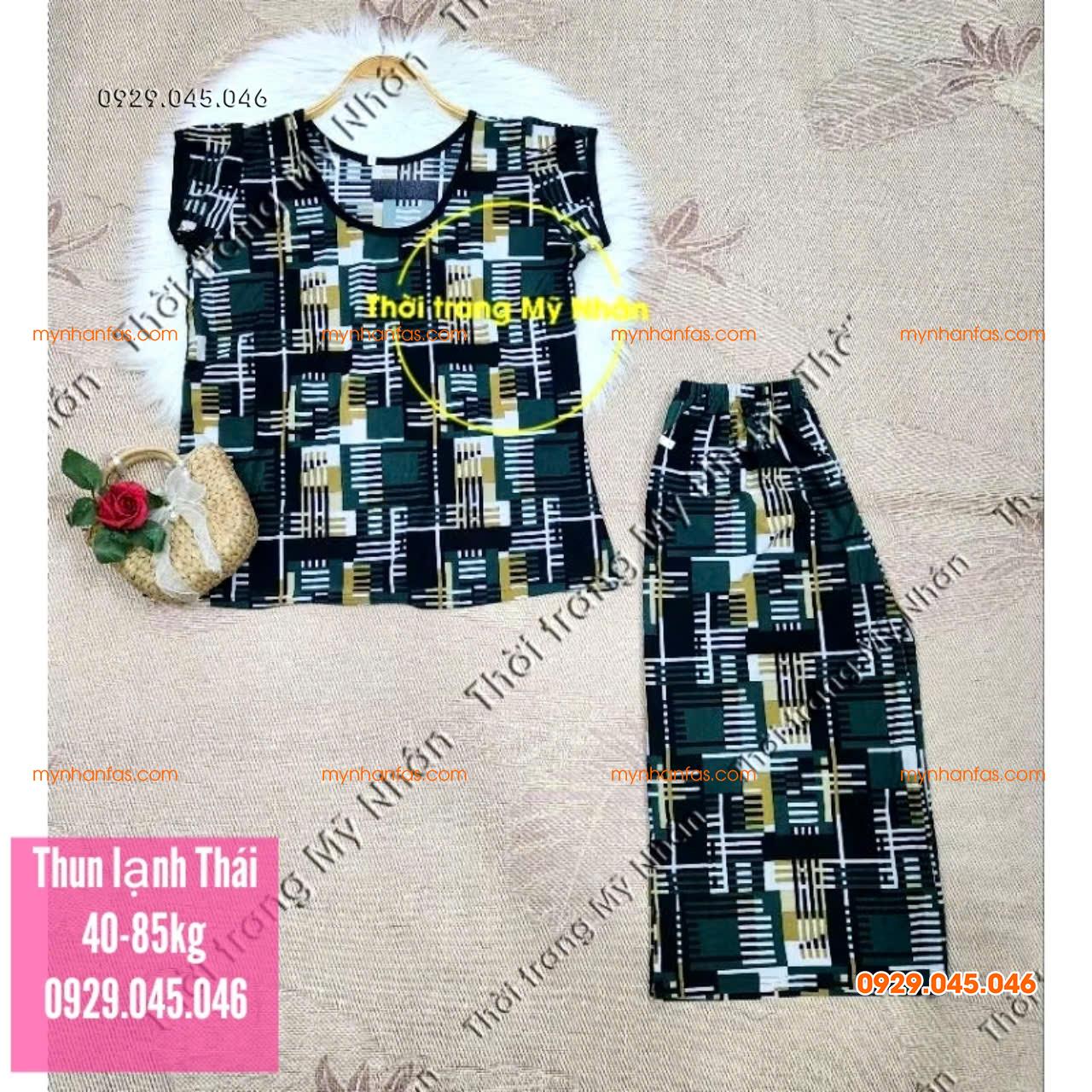 [40-95kg] Đồ bộ lửng trung niên nữ chất vải thun lạnh Thái loại 1 đẹp cao cấp - PN743