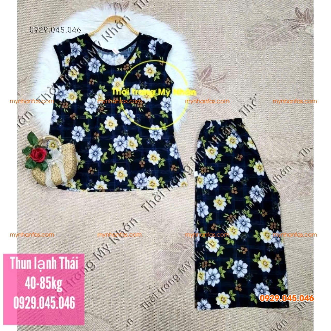 [40-95kg] Đồ bộ lửng trung niên nữ chất vải thun lạnh Thái loại 1 đẹp cao cấp - PN743