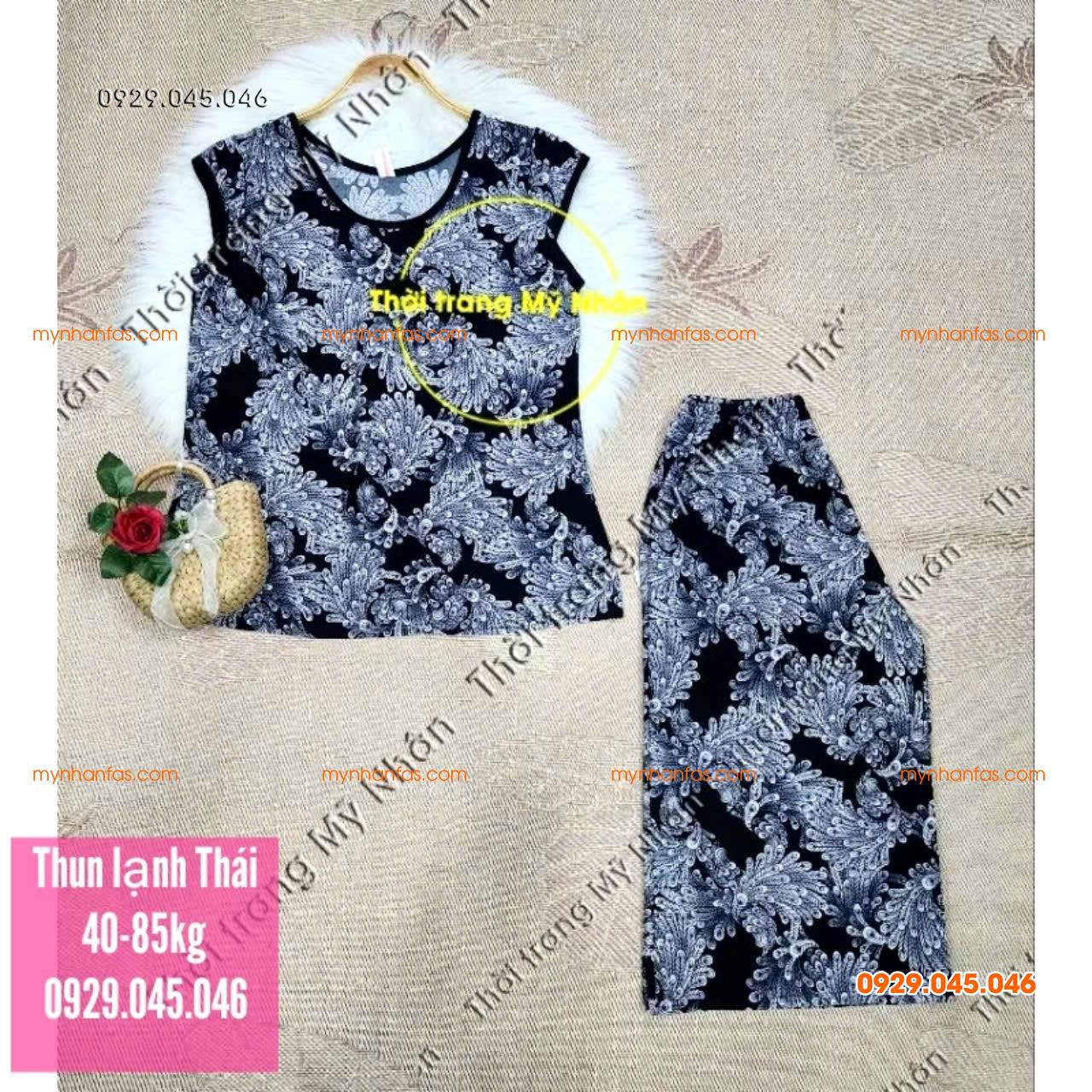 [40-95kg] Đồ bộ lửng trung niên nữ chất vải thun lạnh Thái loại 1 đẹp cao cấp - PN743