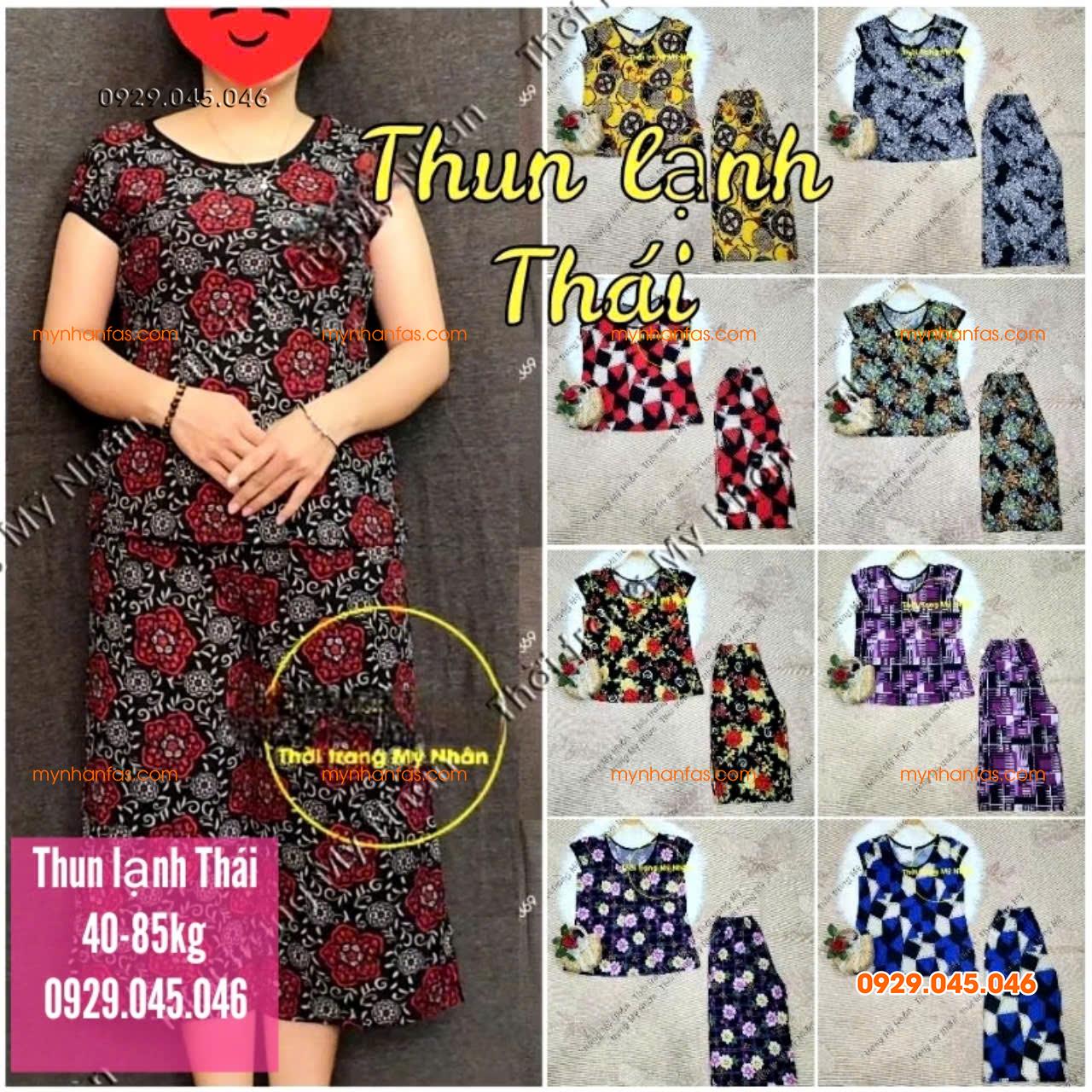 [40-95kg] Đồ bộ lửng trung niên nữ chất vải thun lạnh Thái loại 1 đẹp cao cấp - PN743