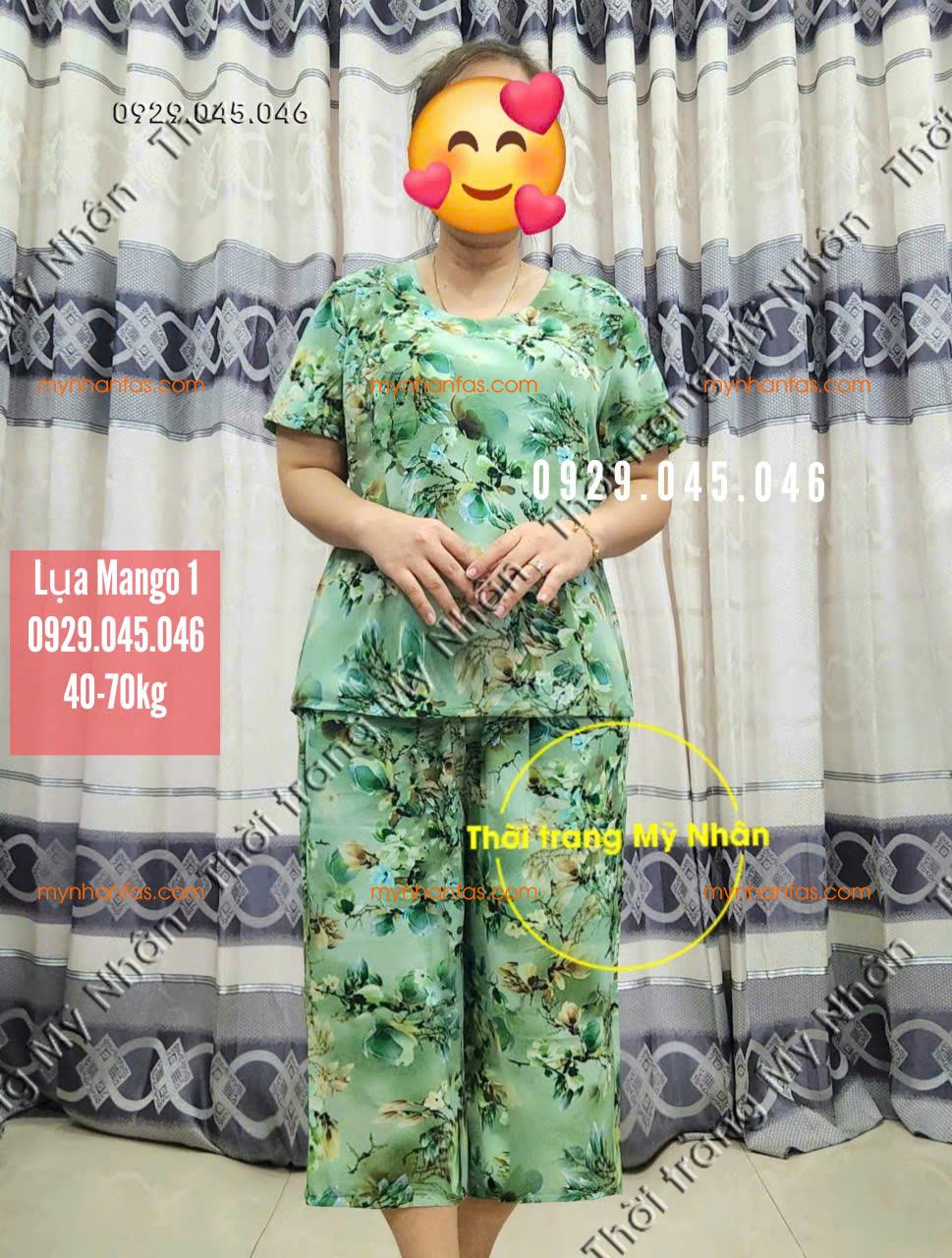 [40-70kg] Đồ bộ trung niên quần lửng chất lụa Mango cao cấp - PN746