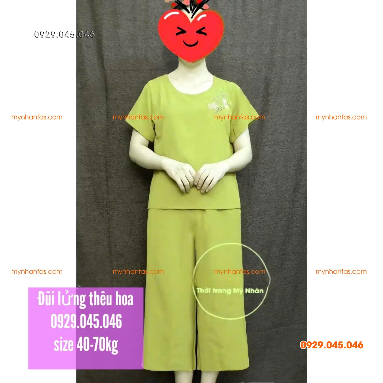 [40-70kg] Đồ bộ trung niên nữ vải đũi cao cấp thêu hoa nhiều màu đẹp - PN737