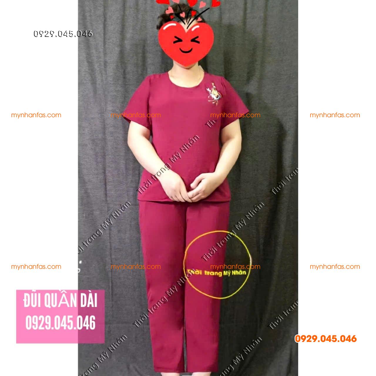[40-70kg] Đồ bộ trung niên nữ vải đũi quần dài cao cấp thêu hoa nhiều màu đẹp - PN740