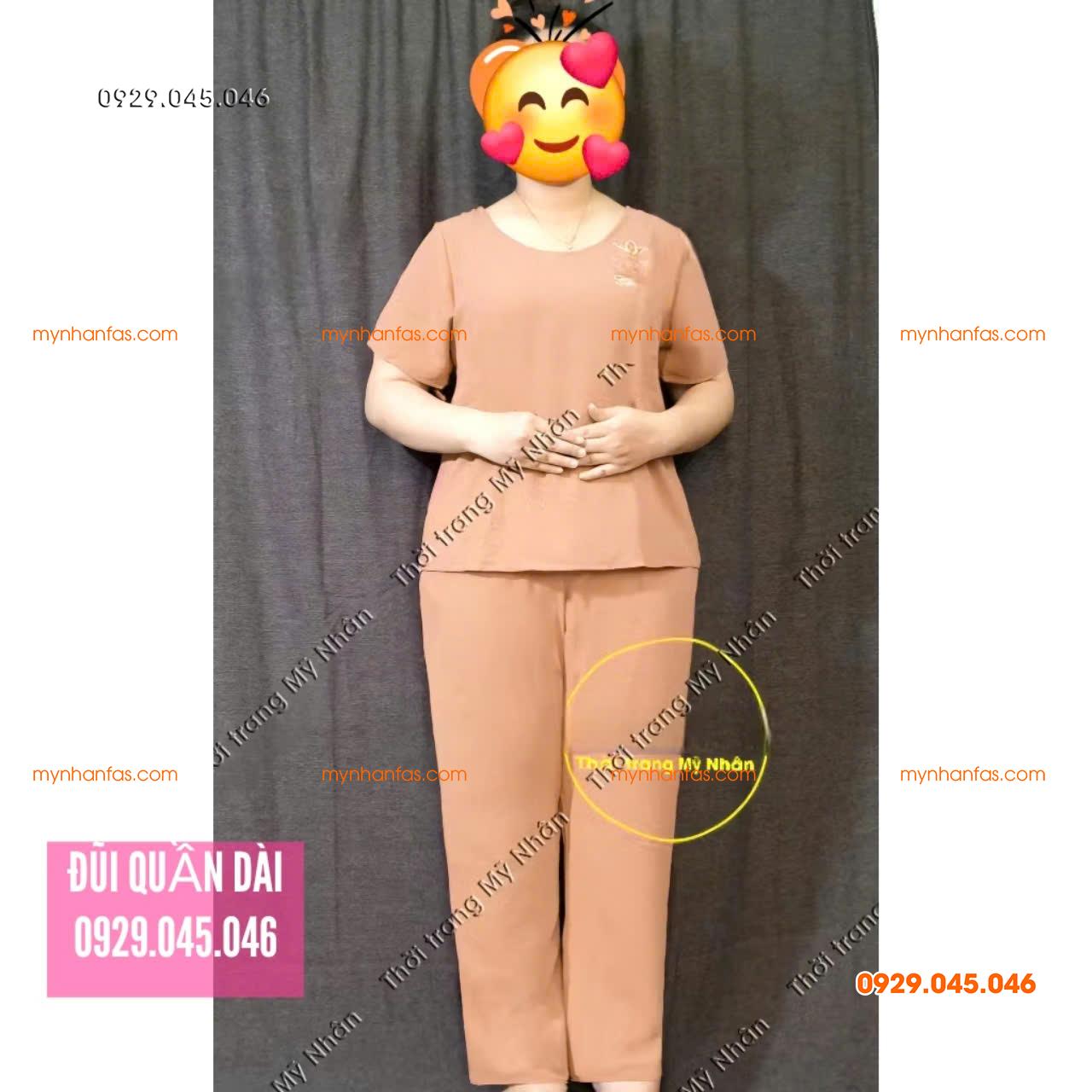 [40-70kg] Đồ bộ trung niên nữ vải đũi quần dài cao cấp thêu hoa nhiều màu đẹp - PN740