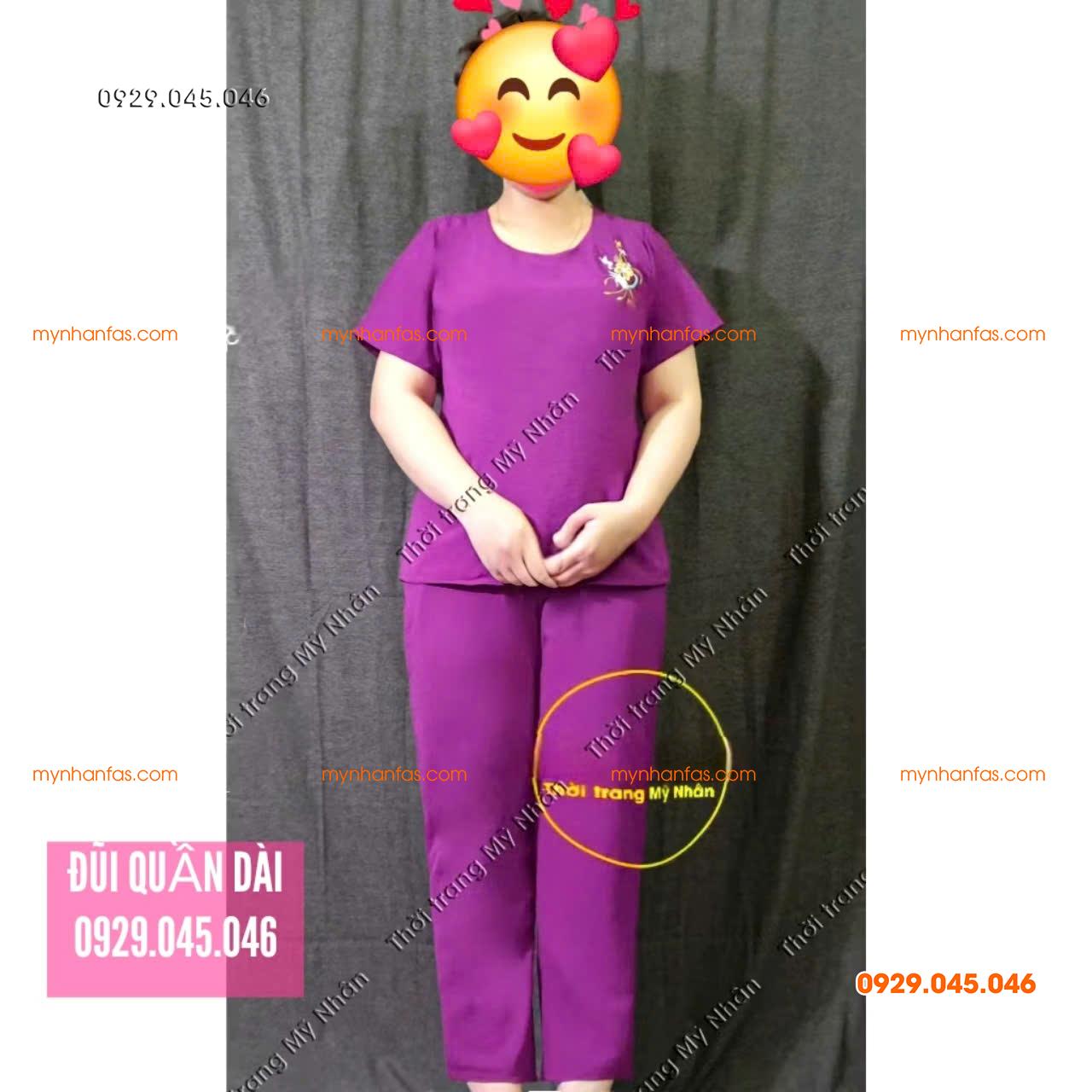 [40-70kg] Đồ bộ trung niên nữ vải đũi quần dài cao cấp thêu hoa nhiều màu đẹp - PN740