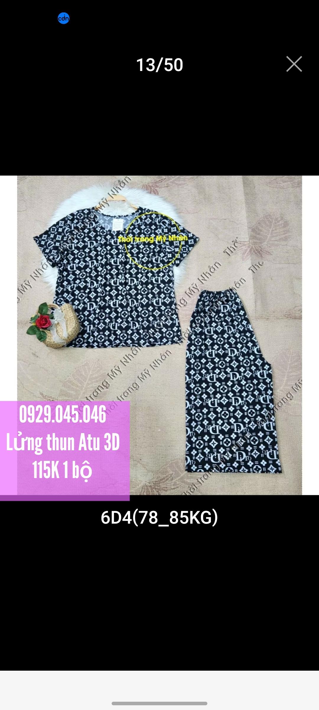 [Bigsize 40-90kg] Đồ bộ trung niên lửng thun Ati 3D đẹp cao cấp loại 1 - MN748