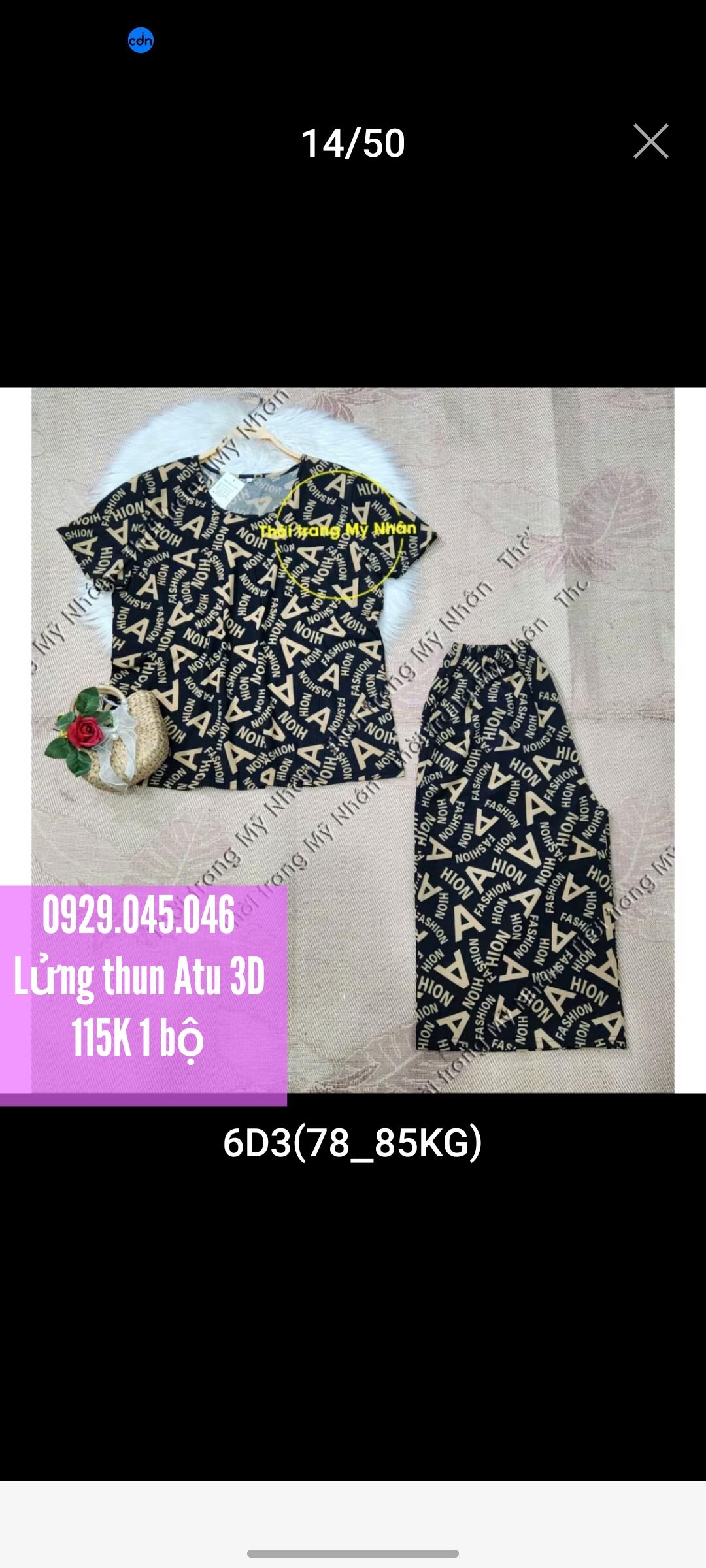 [Bigsize 40-90kg] Đồ bộ trung niên lửng thun Ati 3D đẹp cao cấp loại 1 - MN748