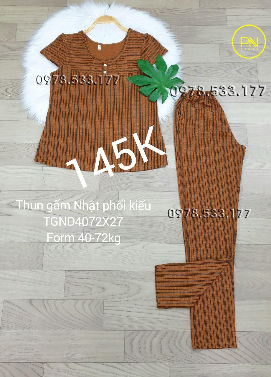 [40-72kg] Đồ bộ trung niên thun gấm Nhật quần dài phối kiểu - TGND4072X27