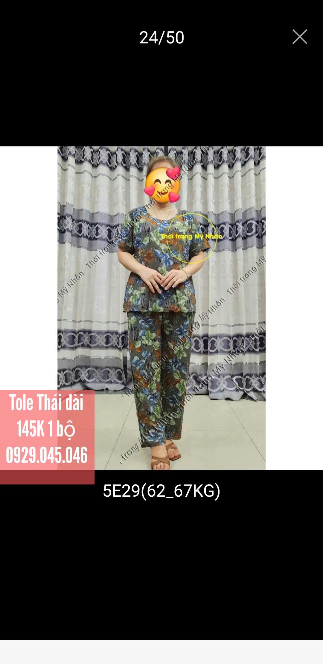 [Nhiều size 40-70kg] Đồ bộ trung niên nữ chất vải tole Thái cao cấp hàng đẹp - MNF749